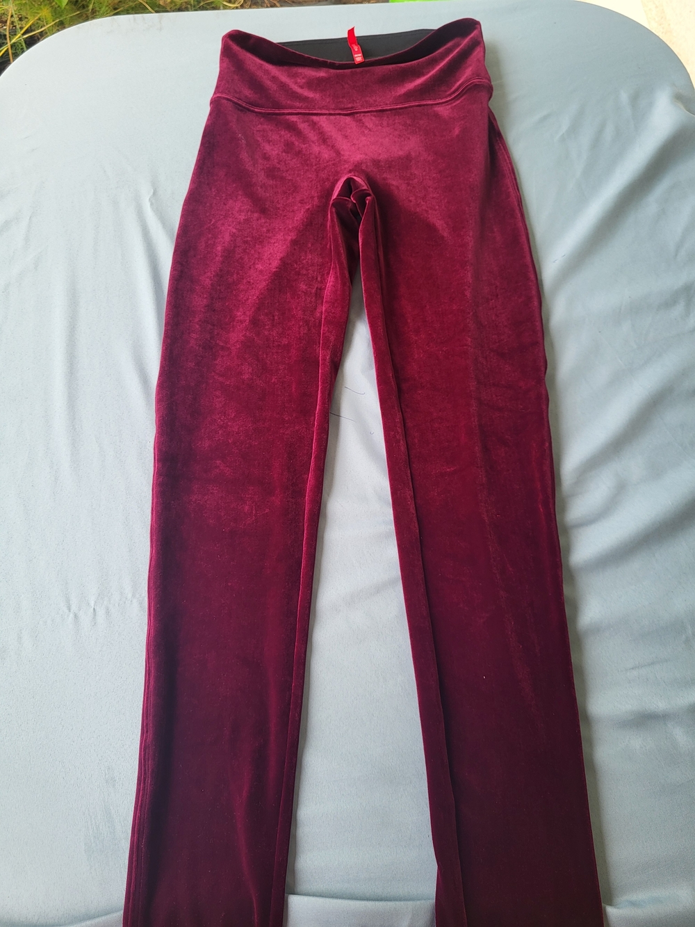 SPANX Burgundy Velvet High Waisted Leggings Velveted Merlot Luxe Gorpcore